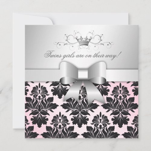311-Blackberry Precious Pink Damask | Baby Shower Invitation