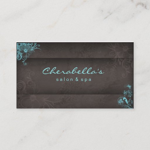 Customizable Blue Taupe Salon Spa Floral business card