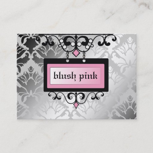 Customizable 311-Blush Pink Boutique Sign | Damask Shimmer Business Card Template