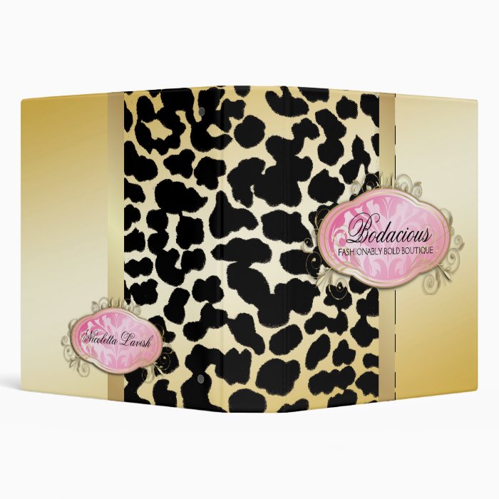 311 Bodacious Boutique Golden Leopard Spots 3 Ring Binders