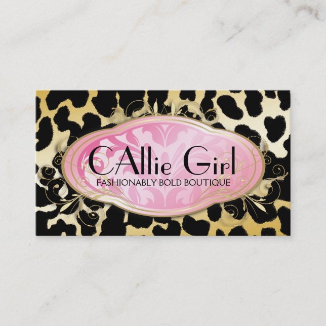 311 Bodacious Boutique Parisian Golden Leopard Business Card (Front)