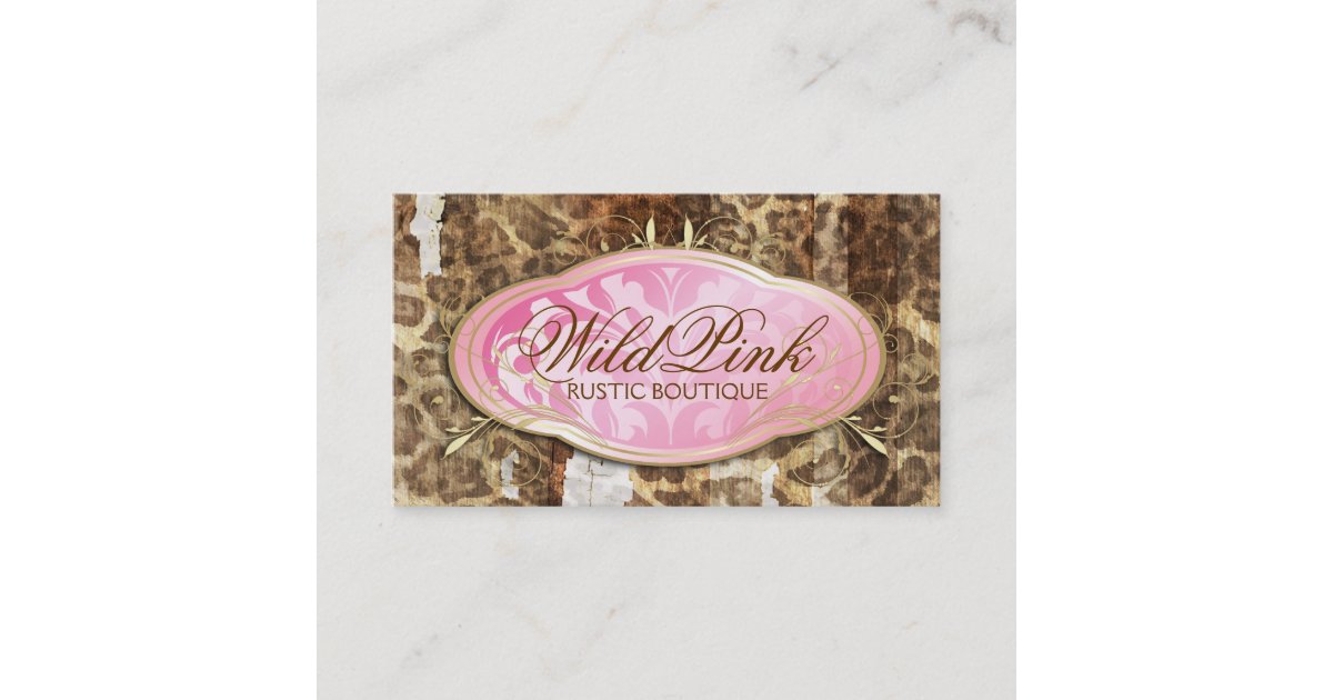 311 Bodacious Pink Rustic Leopard Business Card | Zazzle