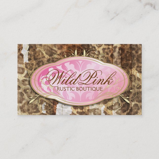 311 Bodacious Pink Rustic Leopard Business Card (Front)