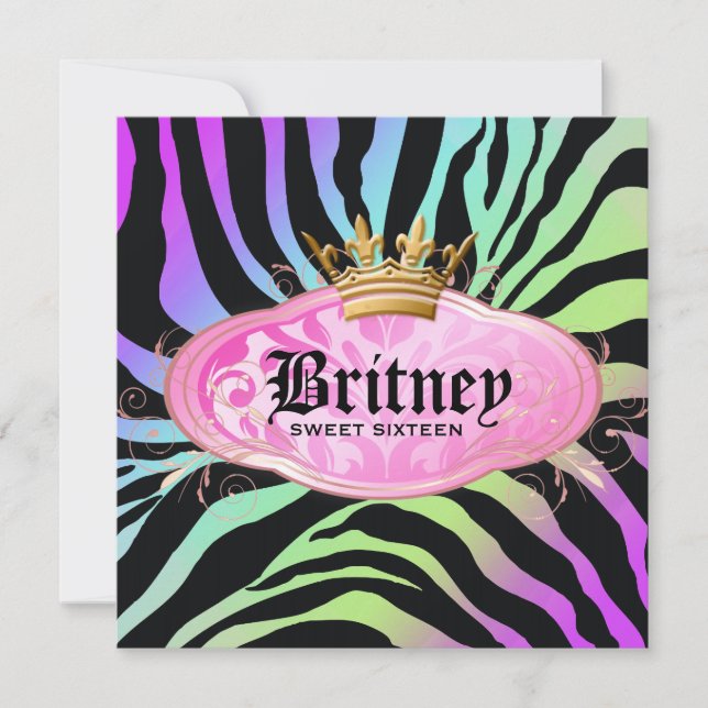 311 Bodacious Zebra Amethyst Rainbow Invitation (Front)