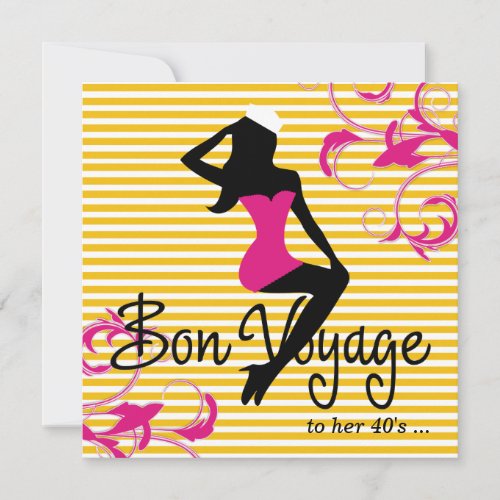 311 Bon Voyage Silhouette Nautical Theme Pink Invitation