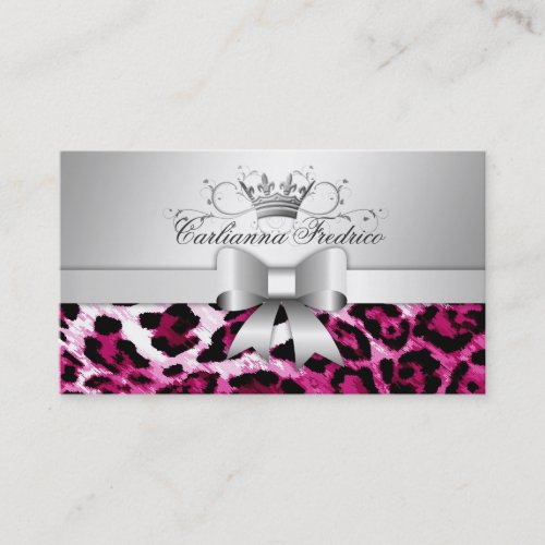 311 Bow-licious Hot Pink Leopard Business Cards