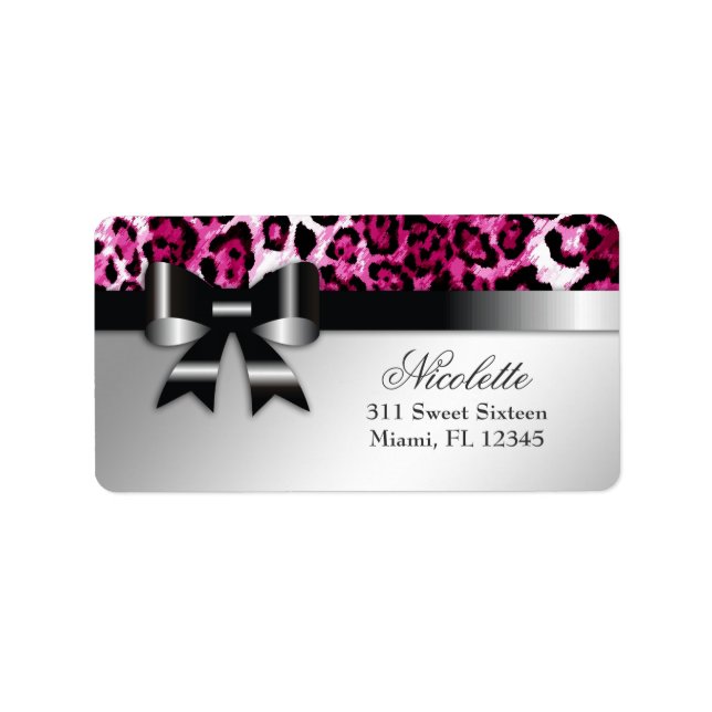 311 Bowlicious Hot Pink Leopard Address Label (Front)