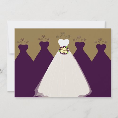 311 Bridal Party Eggplant &amp; Gold Personalized Invitations