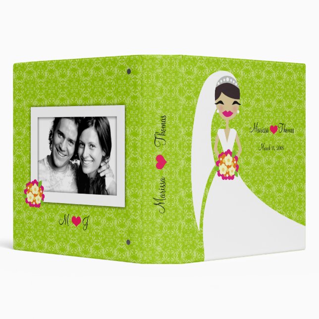 311-Brunette Bride Green 3 Ring Binder (Background)