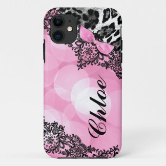 311 Bubblegum Pink Leopard Dream Lights faux bow iPhone 11 Case