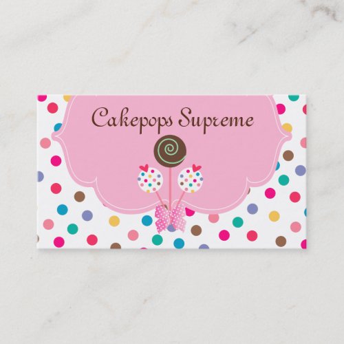 311 Cake Pops Business Card Polka Dots Pink Mint