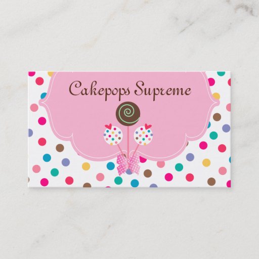 Customizable Cake Pops Business Card Polka Dots Pink Mint