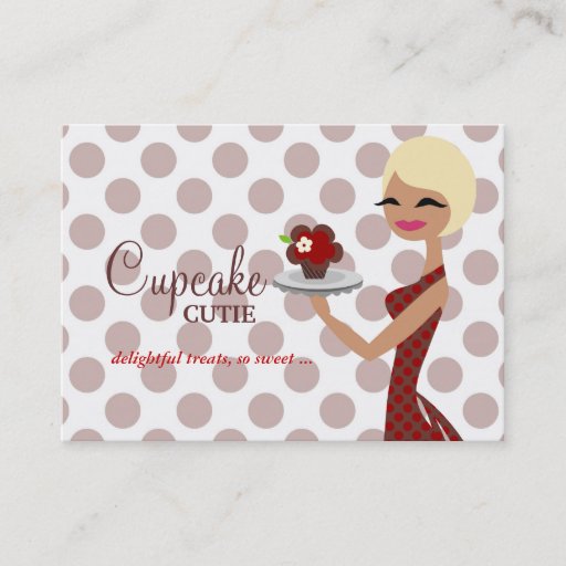 Customizable 311 Candie Cupcake Blond Bob Red Business Cards
