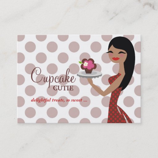 Customizable 311 Candie Cupcake Cutie Red Straight Black Hair Business Card