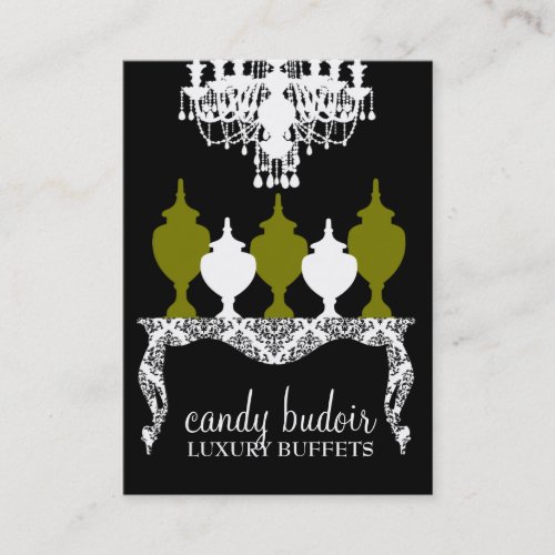 311 Candy Budoir Rococo Olive Green Business Cards