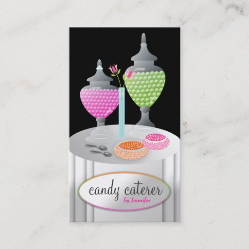 Customizable 311-Candy Caterer | Black Business Card Template
