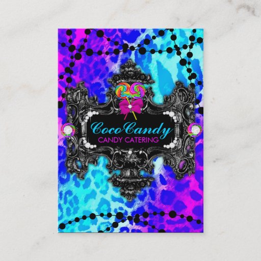 Customizable 311 Candy Wonderland Leopard Business Card Template