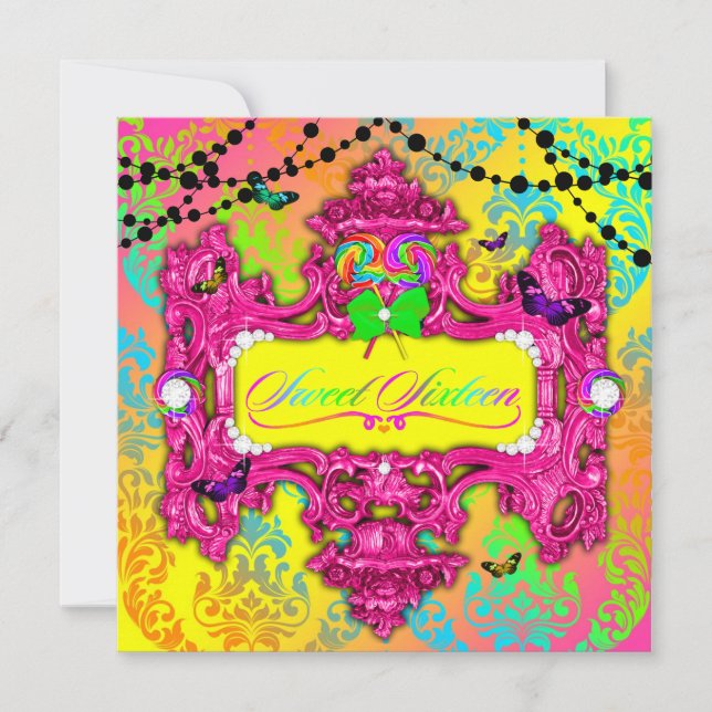 311 Candy Wonderland Pink Sweet 16 Invitation (Front)