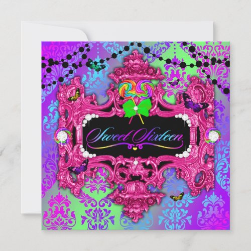 311 Candy Wonderland Pink Sweet 16 Invitation