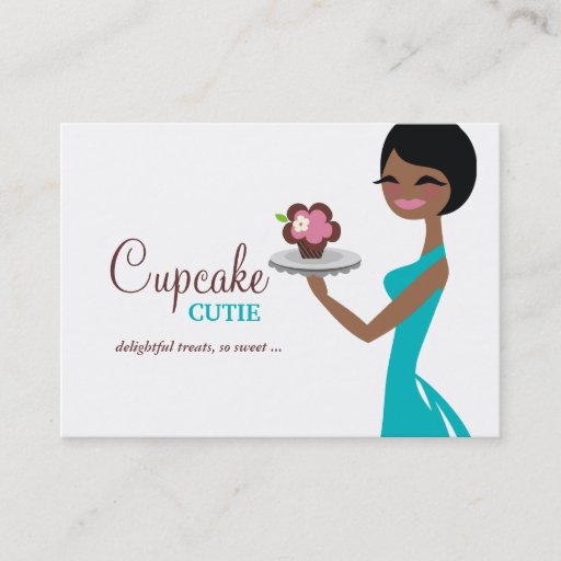 Customizable 311 Carmella the Cupcake Cutie Gift Box Blue Business Card Template