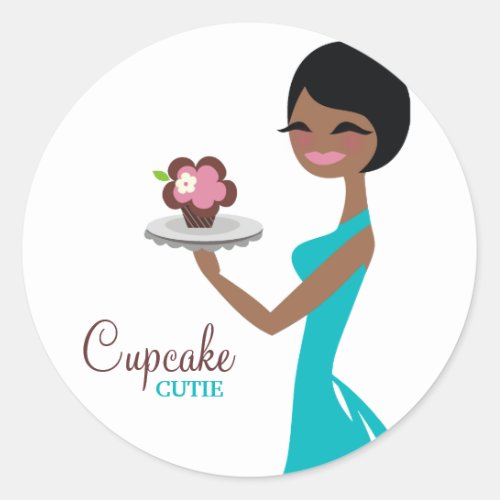 311 Carmella the Cupcake Cutie Gift Box Blue Classic Round Sticker