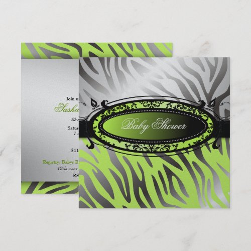 311-C'est Luxueux | Hot Momma Lime Zebra  | Baby Invitation
