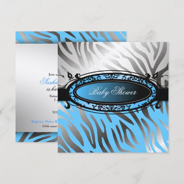 311-C'est Luxueux | Hot Momma Pink Zebra  | Baby Invitation (Front/Back)