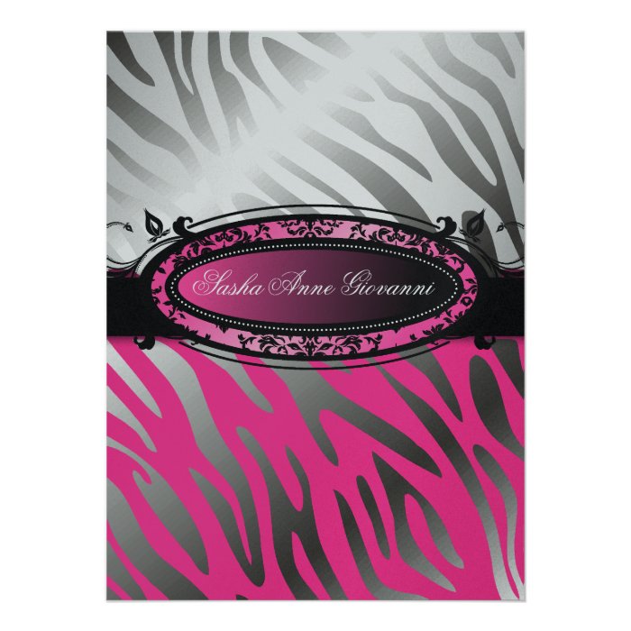 311 C'est Luxueux  Hot  Pink Zebra  Sweet 16 Custom Announcements