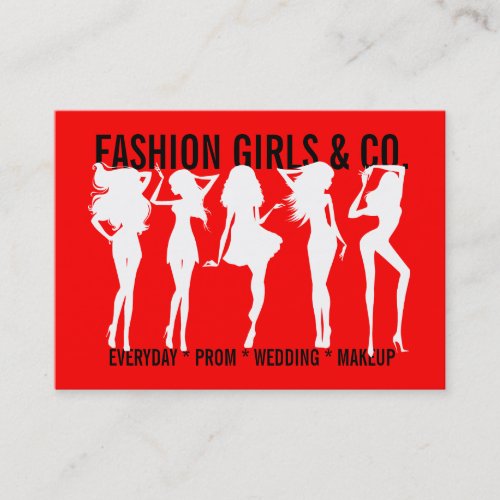 311 Chic Fashion Girls Silhouettes Bubble Red Business Card