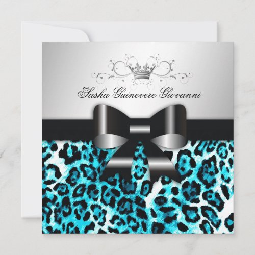 311- Chic Hot Beach Leopard Bow  | Sweet 16 Custom Invitation