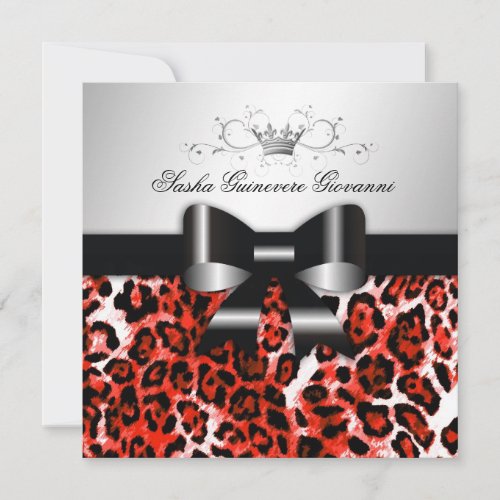 311- Chic Hot Rouge Leopard Bow  | Sweet 16 Announcement