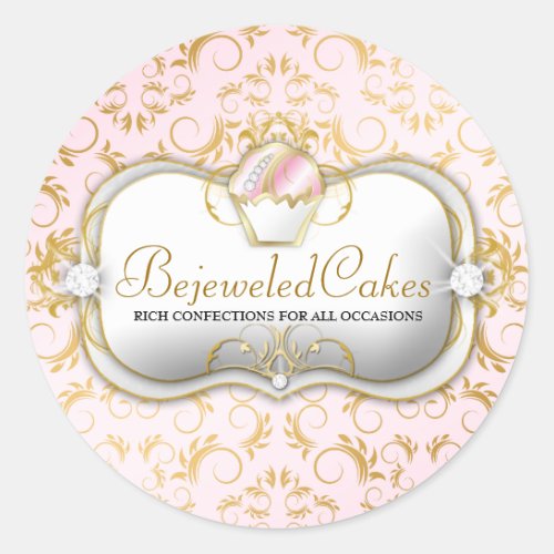311 Ciao Bella Bejeweled Cakes Pink Background Classic Round Sticker