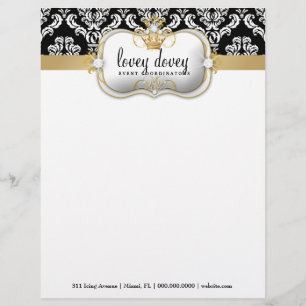311 Ciao Bella Elegant Damask Black White Letterhead