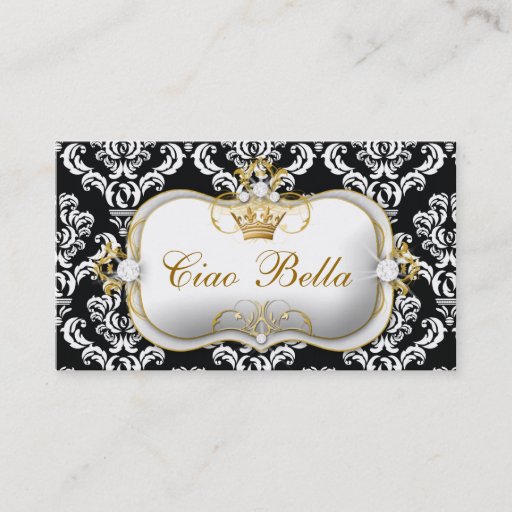 Customizable 311 Ciao Bella Elegant Damask Business Card Template