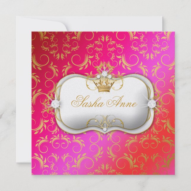 311 Ciao Bella Golden Cherry Cake Kiss Invitation (Front)