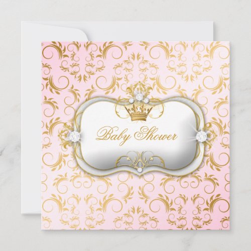 311 Ciao Bella Golden Divine Pink Baby Shower Invites