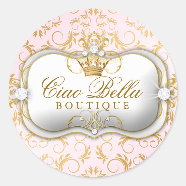 311 Ciao Bella Golden Divine Pink Classic Round Sticker (Front)