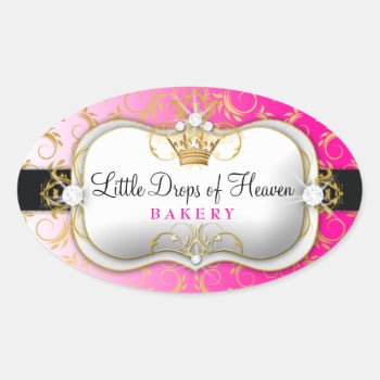 311 Ciao Bella Golden Divine Pink Oval Sticker by Jill311 at Zazzle