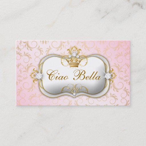 Customizable 311-Ciao Bella Golden Divine Pink Punch Card Business Card Template