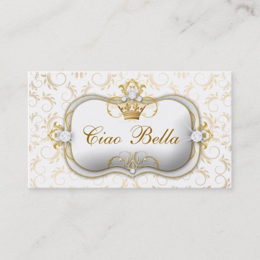 Customizable 311 Ciao Bella Golden White Divine Business Cards