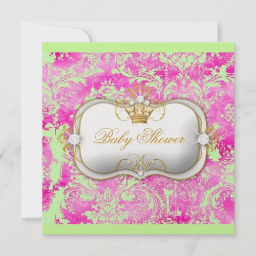 311 Ciao Bella HotPink Lime Vintage Chic Ice Paper Personalized Invitation
