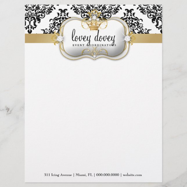 311 Ciao Bella & Lovey Dovey Damask Black WHite Letterhead (Front)