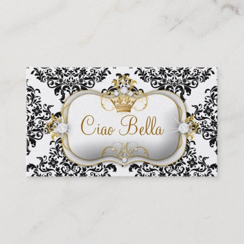 311 Ciao Bella  Lovey Dovey Damask Pearl Business Card