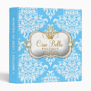 311 Ciao Bella & Lovey Dovey Damask Snow 3 Ring Binder