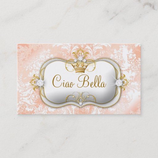 Customizable 311 Ciao Bella "Peaches &amp; Cream" Vintage Chic Business Card Template