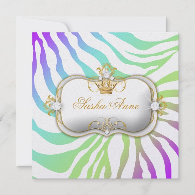 311 Ciao Bella Zebra Amethyst Rainbow Kiss Invitation (Front)