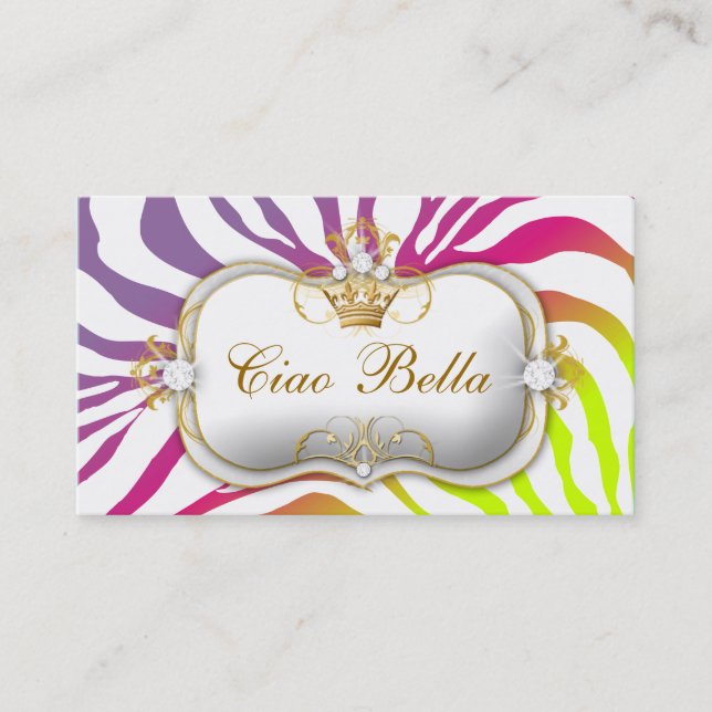 311 Ciao Bella Zebra Pink Purebred Sunset Business Card (Front)