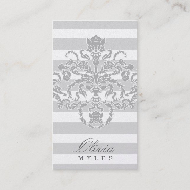 311-Classic Gray Nautical Mile Silver Metallic Business Card (Front)