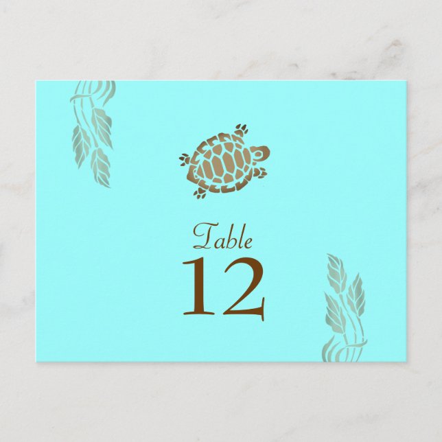 311-Coastal Seaturtle Turquoise Table Numbers (Front)