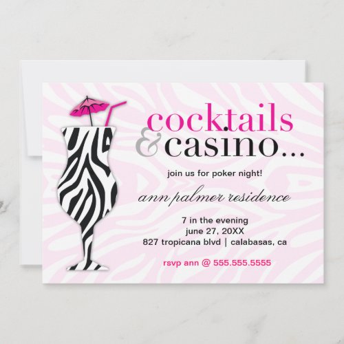 311 Cocktails  Casino Zebra Invitation